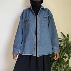 Vintage‎ long sleeves lightweight blue denim jacket size XL